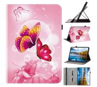 Flip Printed Case for Samsung Galaxy Tab A11 Plus A11+ 2025/ Galaxy Tab A9 Plus A9+ 11-inch Shockproof Card Holder Multi-Angle Stand Cover with Pen Holder Pink Butterflies