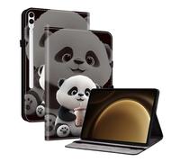 Flip Printed Case for Samsung Galaxy Tab S10+ Plus/ S9 FE+ Plus/Galaxy Tab S9+ Plus 12.4 Shockproof Card Holder Multi-Angle Stand Cover with Pen Holder Panda
