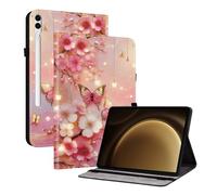 Flip Printed Case for Samsung Galaxy Tab S10+ Plus/ S9 FE+ Plus/Galaxy Tab S9+ Plus 12.4 Shockproof Card Holder Multi-Angle Stand Cover with Pen Holder Butterfly Lights