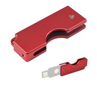 Flip Protector Case fits for Yubikey 5 NFC- Slim Full Aluminum Keychain Holder-Slide Flip,Quick Access & Reliable Protection, Red, Slim