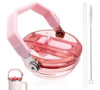 Flip Straw Lid with Handle for 40oz Stanley Cup Premium Leakproof Detachable Replacement Lid Accessories, Perfect Fit for Stanley Quencher, ProTour Tumbler, No-Spill Design (Pink)