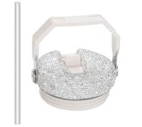 Flip Straw Replacement Lid Compatible with Stanley IceFlow Tumbler 20oz/30oz Bling Leakproof Replacement Lid for Stanley Cup Detachable Flip Straw Handle Lids(White)
