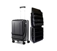 FLIP The Suitcase That Turns Into a Shelf 47L Carry-On Lightweight Polycarbonate Silent Detachable Wheels TSA Lock Front-Open PC Cabin Approved for Business Travel Easy Caster Replacement gray
