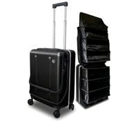 FLIP The Suitcase That Turns Into a Shelf 47L Carry-On Lightweight Polycarbonate Silent Detachable Wheels TSA Lock Front-Open Laptop Cabin Approved for Business Travel Easy Caster Replacement black
