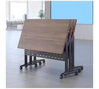 Flip-Top Folding Conference Desk with Locking Wheels - Modular Rolling Meeting Table for Office, Classroom, Shared Workspace - Versatile Rectangular Training Table