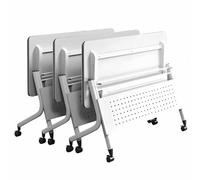 Flip-Top Folding Meeting Table with Lockable Casters - Space-Saving Rectangular Training Desk for Office, Classroom, Studio - Mobile Work Table for Versatile Use