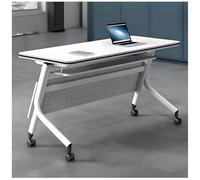 Flip-Top Folding Meeting Table with Locking Wheels - Commercial Grade Rectangular Seminar Desk for Office Classroom or Studio Use Space-Saving & Easy to Connect