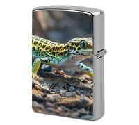Flip-Top Metal Lighter Case for Outdoor, Windproof Lighters Shell Box for Man, Leopard Little Gecko Lighters Cover Shell for Protect Lighter, Dad Husband Gift Collect