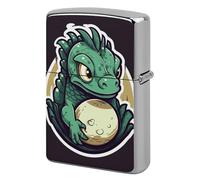 Flip-Top Metal Lighter Case for Outdoor, Windproof Lighters Shell Box for Man, Little Green Dragon's Egg Lighters Cover Shell for Protect Lighter, Dad Husband Gift Collect