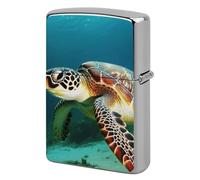 Flip-Top Metal Lighter Case for Outdoor, Windproof Lighters Shell Box for Man, Sea Turtle Lighters Cover Shell for Protect Lighter, Dad Husband Gift Collect