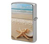 Flip-Top Metal Lighter Case for Outdoor, Windproof Lighters Shell Box for Man, Starfish Shell and Beach Lighters Cover Shell for Protect Lighter, Dad Husband Gift Collect