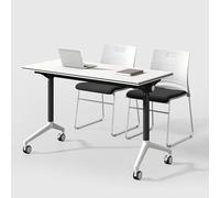 Flip Top Mobile Training Table with Quiet Rolling Wheels Rounded Corners Perfect for Office Conference and Training Rooms - SpaceSaving Versatile Design