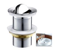 Flip Top Unslotted Basin Sink Waste Swivel Top Plug Chrome Heavy Duty 1 1/4" Work with an Internal Overflow