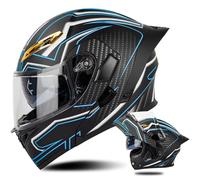 Flip Up Double Visor Helmet Motorcycle ECE-Approved Modular Helmet four Seasons Full-Face Bicycle Helmet Noise Cancellation Adult Men and Women C,M 57-58CM