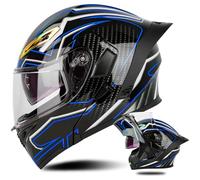 Flip Up Double Visor Helmet Motorcycle ECE-Approved Modular Helmet four Seasons Full-Face Bicycle Helmet Noise Cancellation Adult Men and Women C1,M 57-58CM