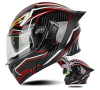 Flip Up Double Visor Helmet Motorcycle ECE-Approved Modular Helmet four Seasons Full-Face Bicycle Helmet Noise Cancellation Adult Men and Women B1,L 59-60CM