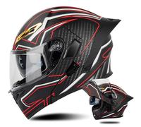 Flip Up Double Visor Helmet Motorcycle ECE-Approved Modular Helmet four Seasons Full-Face Bicycle Helmet Noise Cancellation Adult Men and Women B,S 55-56CM