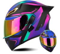 Flip Up Double Visor Helmet Motorcycle ECE-Approved Modular Helmet with Dual Visor All Seasons Full Face Helmet Multicolor Adult Men and Women A,S 55-56CM