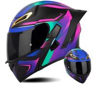 Flip Up Double Visor Helmet Motorcycle ECE-Approved Modular Helmet with Dual Visor All Seasons Full Face Helmet Multicolor Adult Men and Women B,XXL 63-64CM