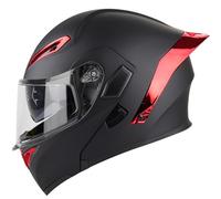 Flip Up Double Visor Helmet Motorcycle ECE Certified Unisex Full Face Helmet for Adults Black and White Various Styles Matte or Glossy for Scooters and Mopeds Fashionable Practical C1,S55-56