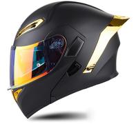 Flip Up Double Visor Helmet Motorcycle ECE Certified Unisex Full Face Helmet for Adults Black and White Various Styles Matte or Glossy for Scooters and Mopeds Fashionable Practical B,XXL63-64
