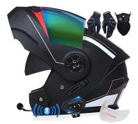 Flip-Up Front Modular Motorcycle Helmet with Bluetooth Double Anti-fog Visor Crash Motorbike Helmets for Racing Sports Touring-Road Legal ECER22.06 Approved S~XL