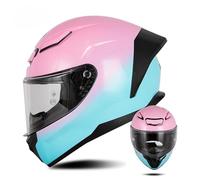 Flip Up Front Motorbike Hel-met Full Face Modular Motorcycle Hel-met with Double Visor ECE Approved Hel-met Chin Strap Crash Hel-met for Men Women Pink A1,M/57~58cm