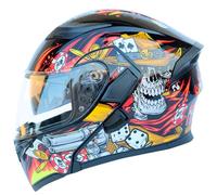 Flip Up Front Motorcycle Helmet with Dual Sun Visor,ECE Approved Modular Full Face Motorbike Helmet,Flip Up Protective Modular Helmet Adults Men Women R,L=59-60cm