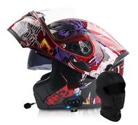 Flip Up Full Face Motorcycle Helmet, Bluetooth Modular Helmet Dual Visor Folding Full Face Helmet ECE Certified Men Women Scooter Helmet With Bluetooth Headset(M,M=(57~58cm))