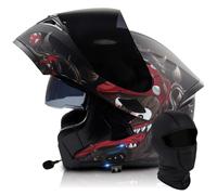 Flip Up Full Face Motorcycle Helmet, Bluetooth Modular Helmet Dual Visor Folding Full Face Helmet ECE Certified Men Women Scooter Helmet With Bluetooth Headset(L,M=(57~58cm))