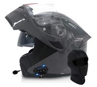 Flip Up Full Face Motorcycle Helmet, Bluetooth Modular Helmet Dual Visor Folding Full Face Helmet ECE Certified Men Women Scooter Helmet With Bluetooth Headset(D,L=(59~60cm))