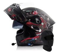Flip Up Full Face Motorcycle Helmet, Bluetooth Modular Helmet Dual Visor Folding Full Face Helmet ECE Certified Men Women Scooter Helmet With Bluetooth Headset(G,M=(57~58cm))
