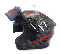 Flip-up helmet,Double Visor Flip Up Motorcycle Motorbike Helmet,Flip Front Motorcycle Helmet,Reverse Flip-Up Motorcycle Helmet Impact-resistant Rainproof for Adult Men and Women F,2XL(63-64cm)