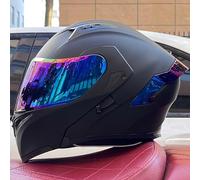 Flip-Up Helmet Motorcycle Helmet Full-Face Helmet Moped Helmet with Sun Visor Scooter Helmet for Male and Female Teenagers ECE Certification Black A5,XL 57-58CM