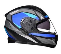 Flip-Up Helmet with Sun Visor Motorcycle Helmet ECE 22.06 Certified Full Visor 190° Field of Vision Scratch-Resistant Visor Full-Face Helmet All-Season Helmets for Men and Women C,M54~55