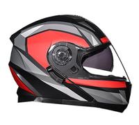 Flip-Up Helmet with Sun Visor Motorcycle Helmet ECE 22.06 Certified Full Visor 190° Field of Vision Scratch-Resistant Visor Full-Face Helmet All-Season Helmets for Men and Women A,L56~57