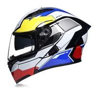 Flip-Up Helmet with Sun Visor Motorcycle Helmet Foldable ECE 22.06 Prepared Motorcycle Helmet Full-Face Helmet Suitable for All Seasons Men Women Various Styles 4,M 54-55CM