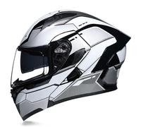 Flip-Up Helmet with Sun Visor Motorcycle Helmet Foldable ECE 22.06 Prepared Motorcycle Helmet Full-Face Helmet Suitable for All Seasons Men Women Various Styles 8,M 54-55CM
