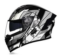 Flip-Up Helmet with Sun Visor Motorcycle Helmet Full-Face Helmet Motorcycle Helmet Foldable ECE 22.06 for All Seasons Men and Women Various Styles 11,M 54-55CM