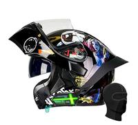 Flip Up Modular Motorcycle Helmet with Bluetooth - Full Face ECE Approved, Dual Visor, Built-in Speaker & Mic, Comfortable & Breathable for Men/Women(R,M 57~58CM)