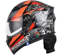 Flip Up Modular Motorcycle Helmet with Bluetooth - Full Face ECE Approved, Dual Visor, Built-in Speaker & Mic, Comfortable & Breathable for Men/Women(K,XXL 61~62CM)