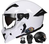 Flip Up Motorbike Helmet with Bluetooth-Modular Double Visor Motorbike Helmets-Microphone Dual Speaker for Hands ECE 2206 Approved 3,M/(57~58cm)