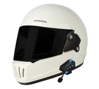 Flip Up Motorbike Retro Cruise Helmet Bluetooth Full Face Modular Motorcycle Helmet with Double Visor DOTECE Approved Helmet Chin Strap Crash Helmet for Men Women Bright Black D,XXL=63~64cm