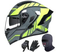 Flip-Up Motorcycle Helmet - Double Visor Modular Jet Crash Helmet for Racing Sports Touring - Road Legal ECE 22.06 Approved Motorbike Helmets 11,XXL/(63~64cm)
