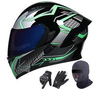 Flip-Up Motorcycle Helmet - Double Visor Modular Jet Crash Helmet for Racing Sports Touring - Road Legal ECE 22.06 Approved Motorbike Helmets 8,L/(59~60cm)