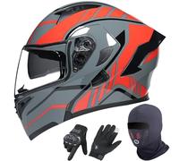 Flip-Up Motorcycle Helmet - Double Visor Modular Jet Crash Helmet for Racing Sports Touring - Road Legal ECE 22.06 Approved Motorbike Helmets 5,XL/(61~62cm)