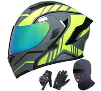 Flip-Up Motorcycle Helmet - Double Visor Modular Jet Crash Helmet for Racing Sports Touring - Road Legal ECE 22.06 Approved Motorbike Helmets 9,XXL/(63~64cm)