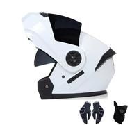 Flip-Up Motorcycle Helmet ECE Approved Motorcycle Full Face Helmet with Double Lens for All Seasons Free Face Mask and Gloves Noise Reduction Ventilation for Adults Men Women C,S