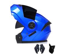 Flip-Up Motorcycle Helmet ECE Approved Motorcycle Full Face Helmet with Double Lens for All Seasons Free Face Mask and Gloves Noise Reduction Ventilation for Adults Men Women L,S