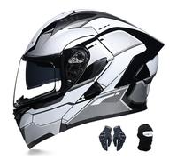 Flip-Up Motorcycle Helmet, Flip-Up Adult Motorcycle Helmet With Double Visor, Ece Certified, Suitable For Scooters And Street Bikes, Unisex D,XXL:61-62CM